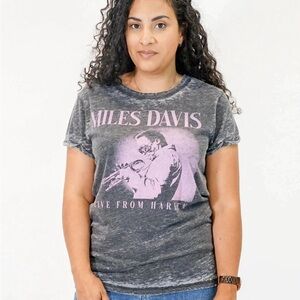 Recycled Karma gray burnout crewneck Miles Davis graphic tee M